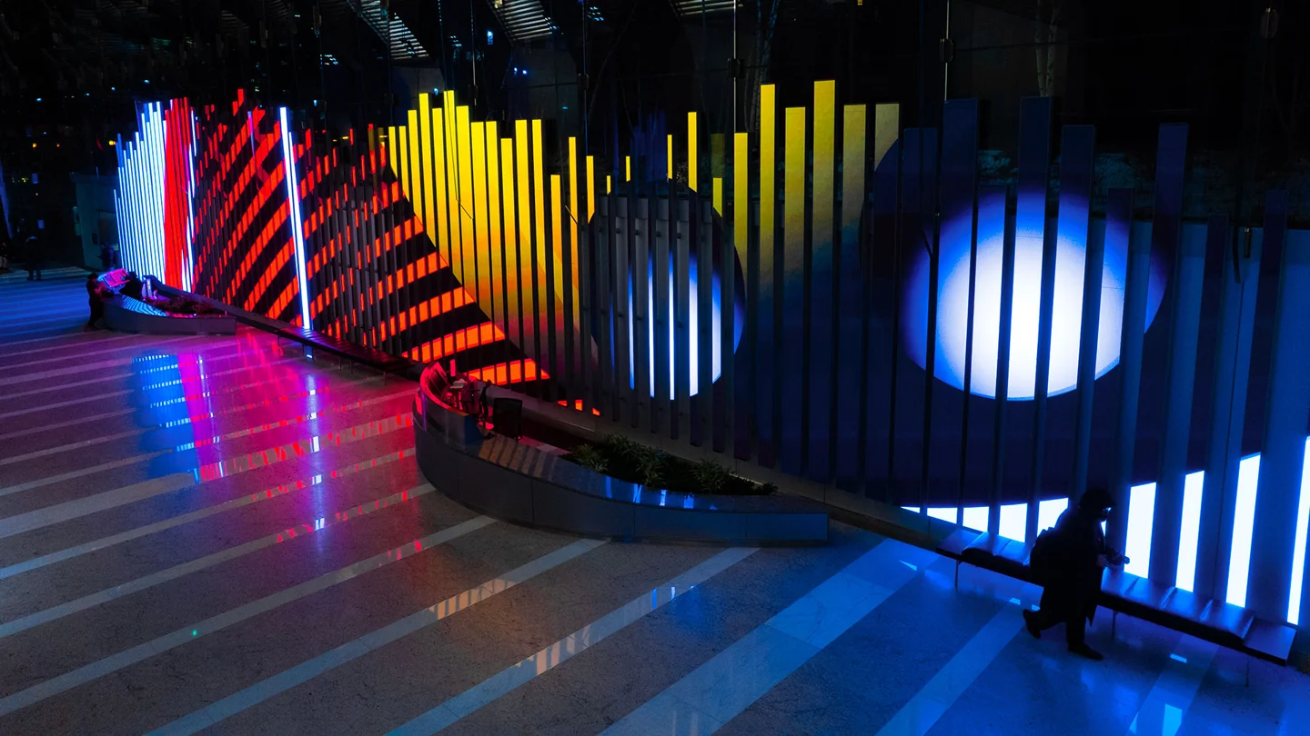 150 Media Stream installation in Chicago, featured in Whitehot Magazine