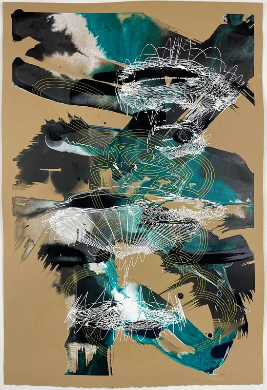 Teal On Tan Composition, 2022