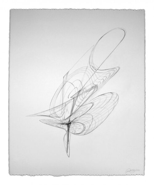 Colin Goldberg, Wireframe Drawing #3, 2011. Graphite on Rives BFK paper, 21 x 28 inches.
