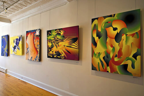 Colin Goldberg - 2011 Solo Exhibition - Techspressionism - 4 North Main Gallery, Southampton NY. Digital Monoprints - Installation View.