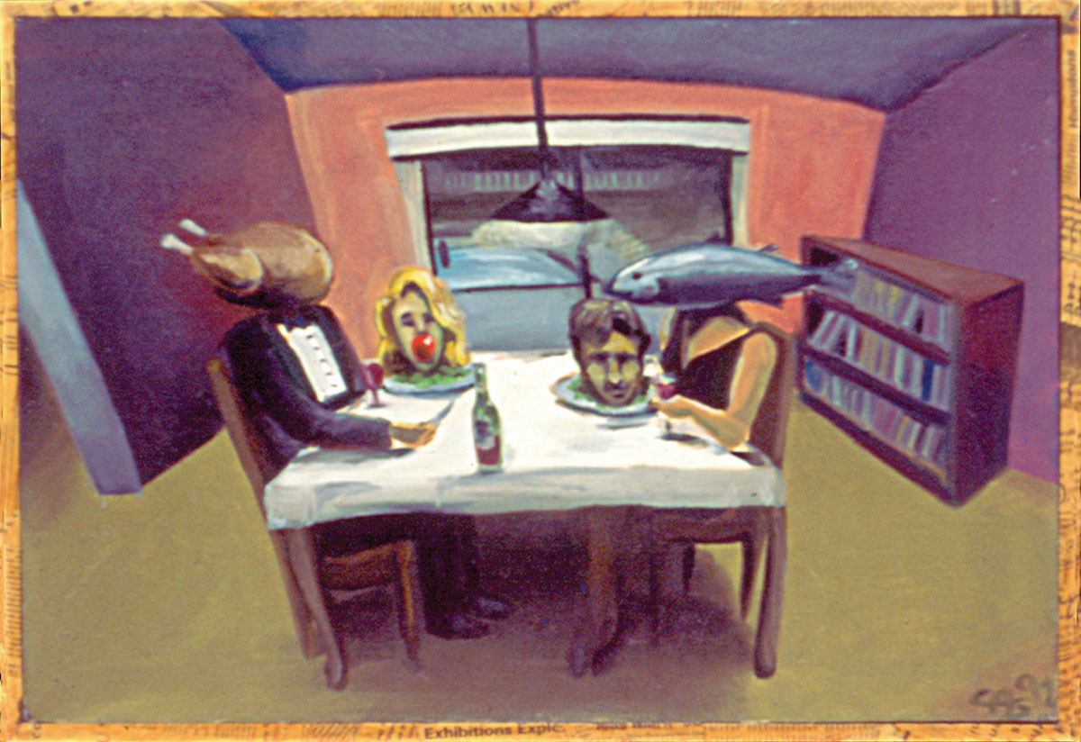 The Dinner Party 1994 18x24 Inches Oil On Canvas Private Collection Colin Goldberg Fine Art