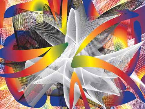 Colin Goldberg, Embrace, 2004-2011. Digital Monoprint on Canvas. 36x48"