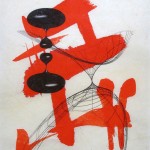 Colin Goldberg, New Plastic Shodo #2, 2011. Sumi ink, gouache and pigment on Kinwashi paper, 12 x 18 inches.