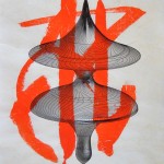 Colin Goldberg, New Plastic Shodo #6, 2013. Sumi ink and pigment on Kinwashi paper, 12.5 x 18.5