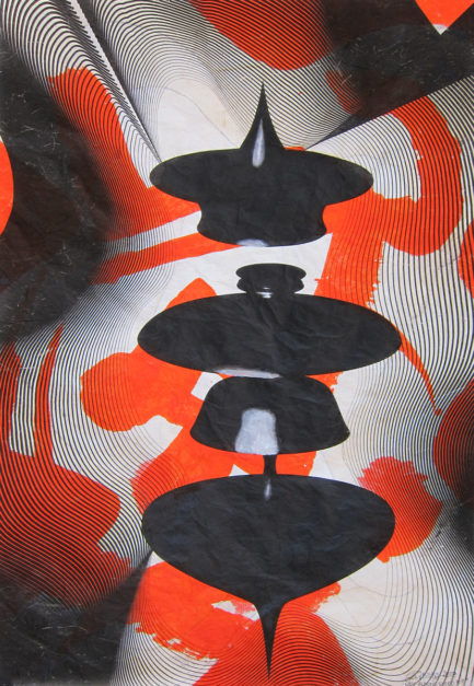 Colin Goldberg, New Plastic Shodo #8, 2013. Sumi ink, acrylic and pigment on Kinwashi paper, 12.25 x 17.75