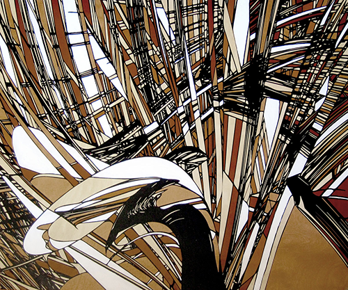 Colin Goldberg, Daitoshi, 2013. Acrylic and pigment with liquid polymer on birch panel, 20 x 24 inches.