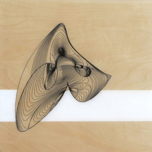 Colin Goldberg, Biomorphic Panel #1, 2014. Acrylic and pigment on birch panel with resin. 12 x 12 inches.