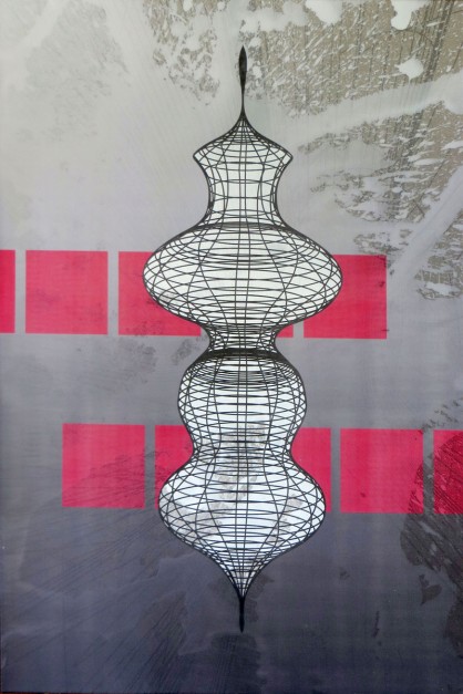 Colin Goldberg, Zero Day, 2013. Acrylic, spray enamel and pigment on linen. 36x24 inches.