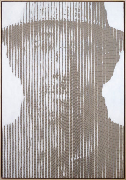 Self-portrait, 2014. Oil and pigment on linen. 60x40 inches. Photoconstruct series.