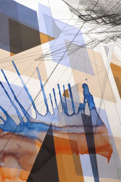 Colin Goldberg. Kohaku, 2017. India ink and pigment on watercolor paper. 18 x 12 inches.