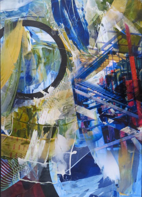 Colin Goldberg, Colin Goldberg, Pompidou Center #2, 2015. Acrylic and pigment on paper, 29 x 21 inches.