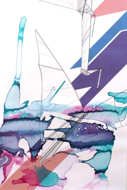 Kantai, 2017. 18 x 12 inches. India ink and pigment on watercolor paper.