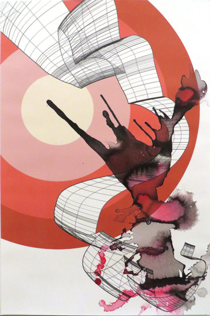 Taiyo, 2017. 18 x 12 inches. India ink and pigment on watercolor paper.