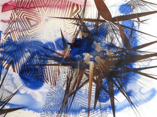 Colin Goldberg, Uni, 2017. 22 x 30 inches. India ink and pigment on Rives BFK paper.