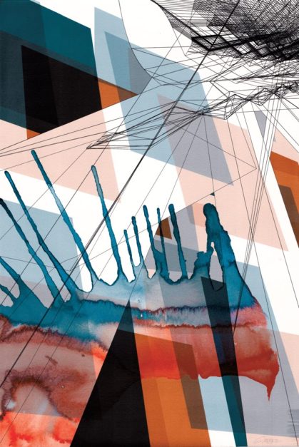 Colin Goldberg, Kohaku, 2016. India ink and pigment on Rives BFK paper. 18 x 12 inches.