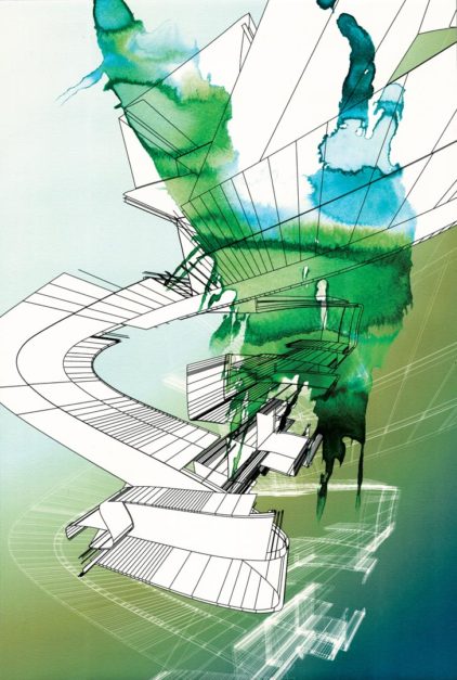 Colin Goldberg, Kozo, 2017. 18 x 12 inches. India ink and pigment on Rives BFK paper