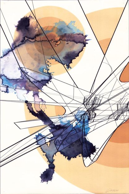 Colin Goldberg, Kumonosu, 2016. India ink and pigment on Rives BFK paper. 18 x 12 inches.Kumonosu, 2016. India ink and pigment on Rives BFK paper. 18 x 12 inches.