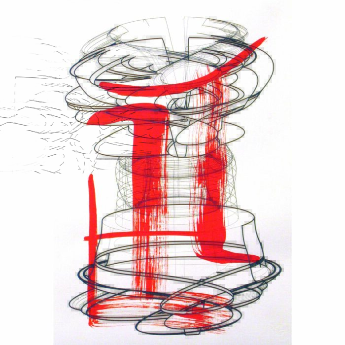 Colin Goldberg, Sumi Drawing #1, 2005.Sumi ink and pigment on Schoellershammer linen paper, 12 x 18 inches. Private collection, Ohio.