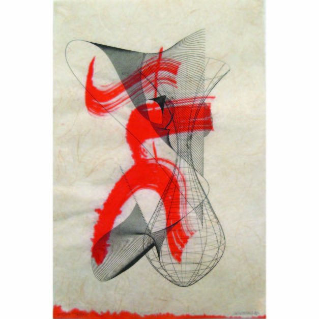 Tattoos, 2005. Sumi ink and archival inkjet on Kinwashi paper, 12 x 18 inches. Private collection, New York.