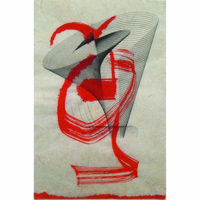 Colin Goldberg, Teliopolis, 2005. Sumi ink and pigment on Kinwashi paper, 12 x 18 inches. Private collection, New York.