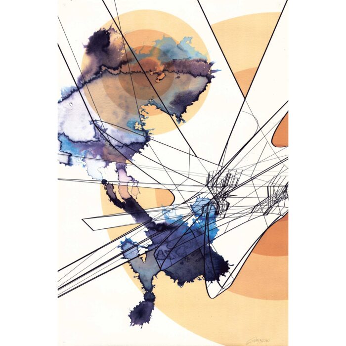Colin Goldberg, Kumonosu, 2016. India ink and pigment on Rives BFK paper. 18 x 12 inches.