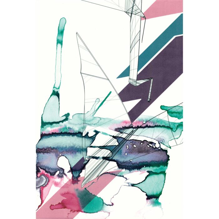 Kantai, 2017. India ink and pigment on Rives BFK paper. 18 x 12 inches.