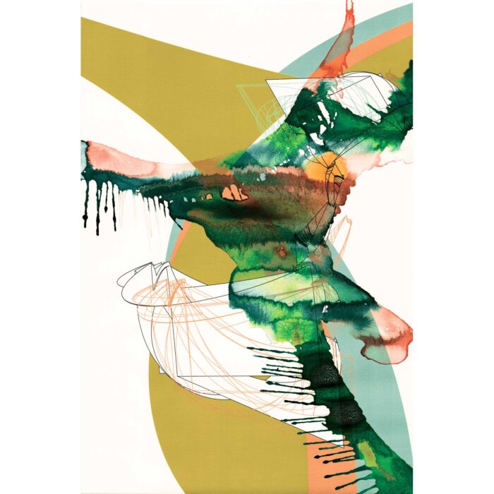 Colin Goldberg, Sentai, 2017. India ink and pigment on Rives BFK paper. 18 x 12 inches.