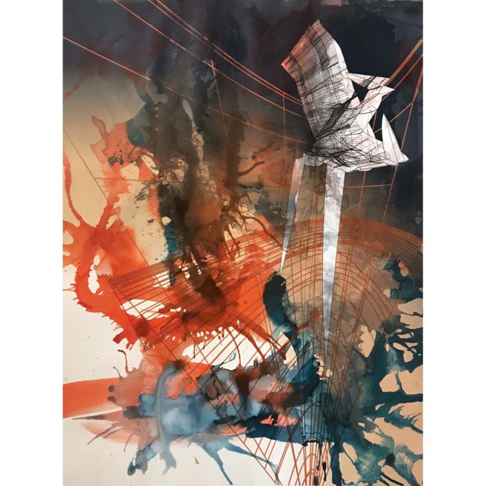 Colin Goldberg. Crisis Actor, 2018. India ink, acrylic and pigment on Rives BFK paper. 30 x 22 inches.
