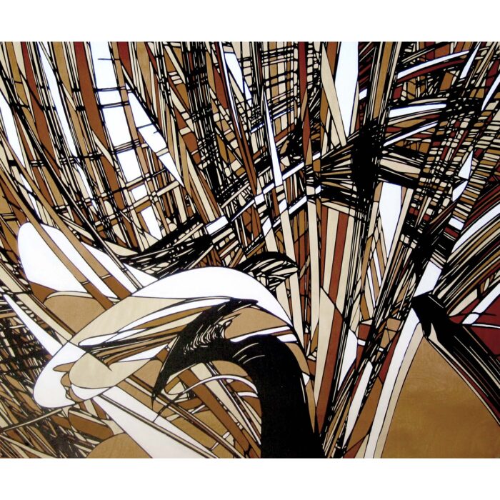 Colin Goldberg, Daitoshi, 2013. Acrylic and pigment with liquid polymer on birch panel, 20 x 24 inches.