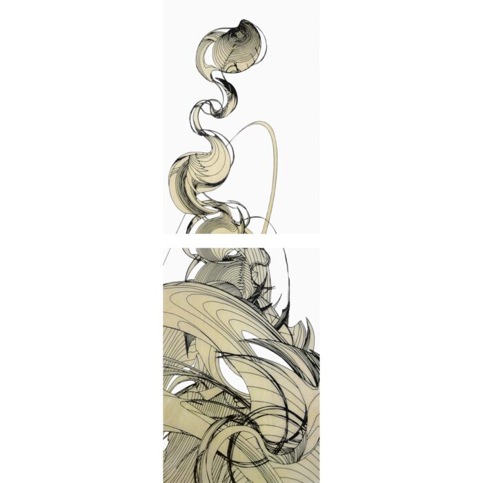 Colin Goldberg, Tozai, 2013. Acrylic and pigment with liquid polymer on birch panels, 37 x 12 inches. Diptych. Private collection, Southampton NY