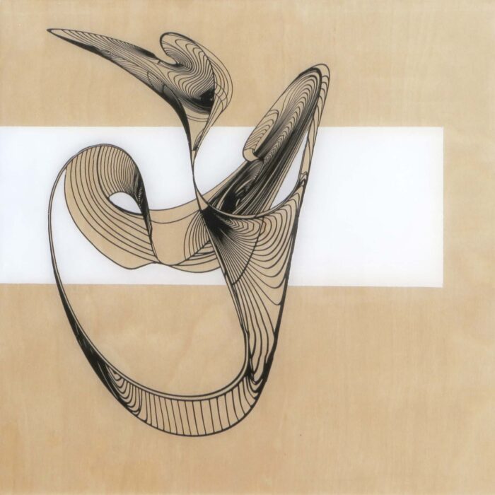 Colin Goldberg, Biomorphic Panel #4, 2014. Acrylic and pigment on birch panel with resin. 12 x 12 inches.. Private collection, Brooklyn NY.