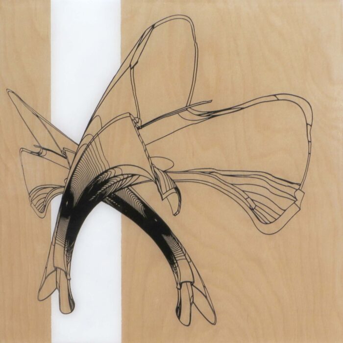 Colin Goldberg, Biomorphic Panel #6, 2014. Acrylic and pigment on birch panel with resin. 12 x 12 inches. Private collection, Brooklyn NY.