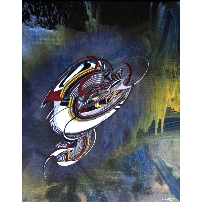 Colin Goldberg, Neptune Rising, 2012. Oil and pigment on canvas with silver leaf, 20 x 32 inches.