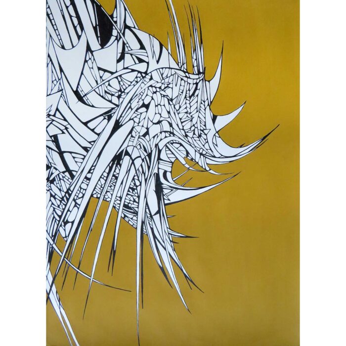 Colin Goldberg, Ashe Street Composition #1, 2015. Ink and gouache on Rives BFK paper. 30x22 inches.