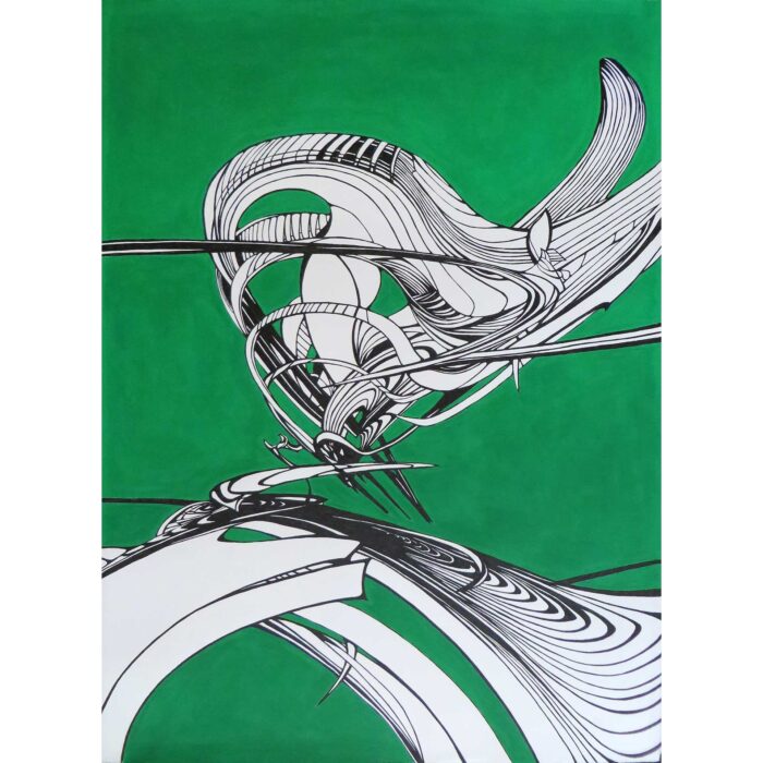 Colin Goldberg, Ashe Street Composition #3, 2015. Ink and gouache on Rives BFK paper. 30x22 inches.