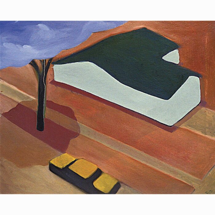 Colin Goldberg, Suburban Requiem, 1994. Oil on canvas, 36 x 48 inches.