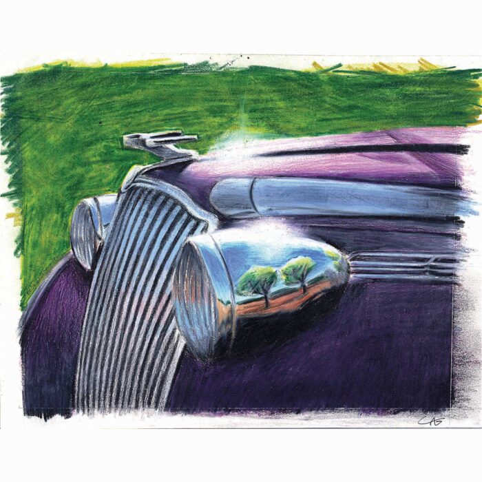 Colin Goldberg, Colin Goldberg, Outback Auto, 1989. Colored pencil on paper, 8 x 10 inches.