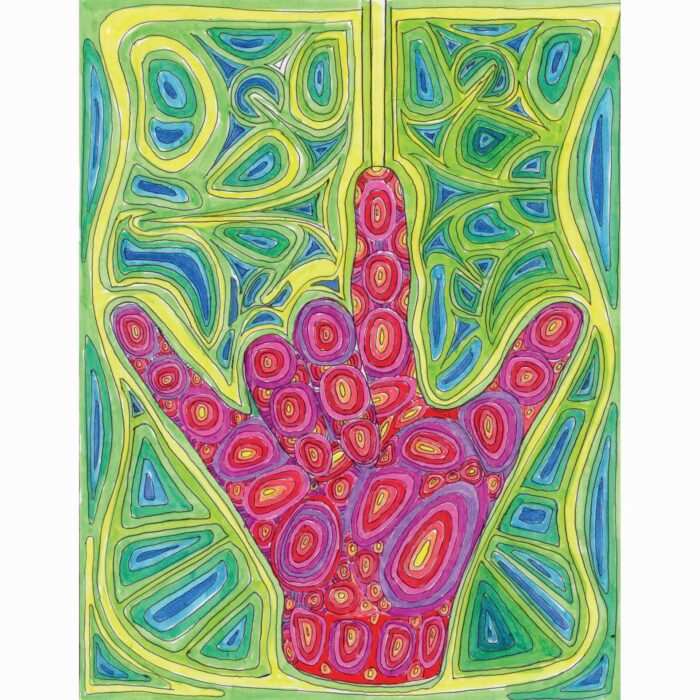 Colin Goldberg, I.L.U., 2003. Ballpoint and marker on paper, 8.5 x 11 inches.