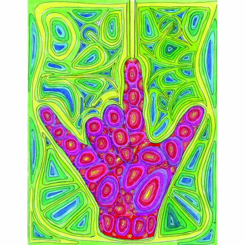 I.L.U., 2003. Ballpoint and marker on paper, 8.5 x 11 inches.