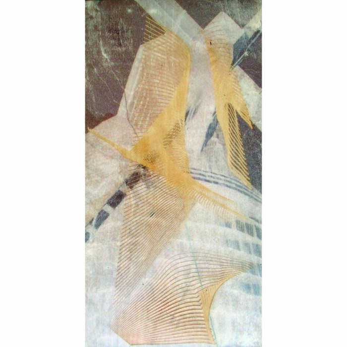 Colin Goldberg, Windmill With Mesh, 2006. Laser-etched wood panel with pigment and liquid polymer, 12 x 24. Private collection, New York.