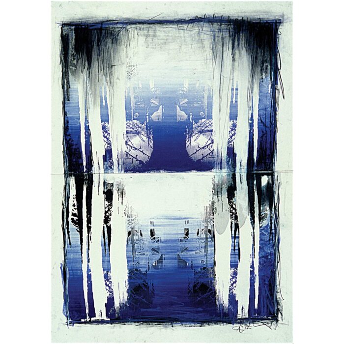 Colin Goldberg, Blue Icicles, 1994. Silkscreen ink and pastel on paper, 36 x 24 inches. Private collection, New York.