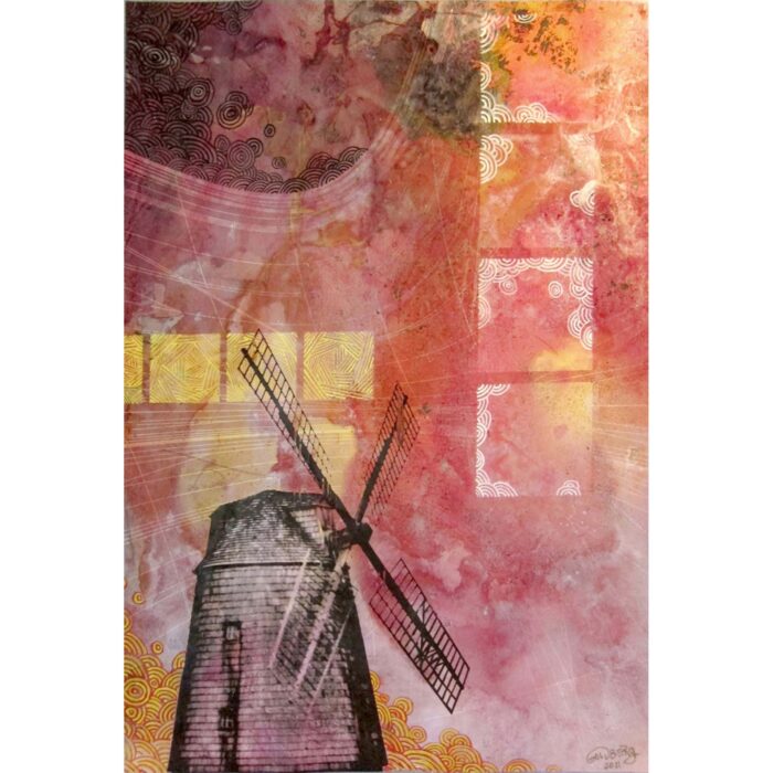 Colin Goldberg, Composition With Windmill, 2011. India ink, pigment and gouache on paper, 18 x 12 inches.