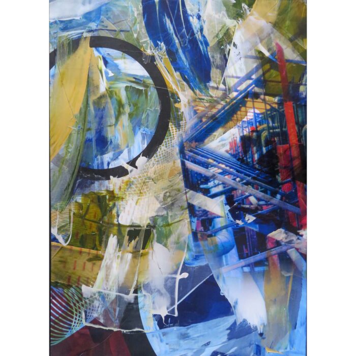 Colin Goldberg, Pompidou Center #2, 2015. Acrylic and pigment on paper, 29 x 21 inches.