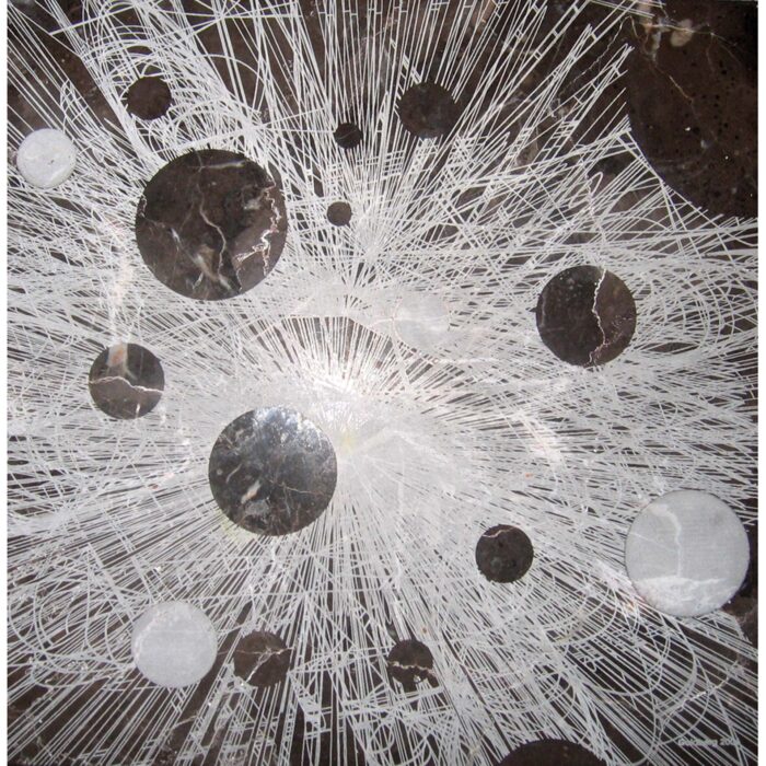 Colin Goldberg, Antispace, 2005. Laser-etched marble, 12 x 12 inches. Private collection, New York.