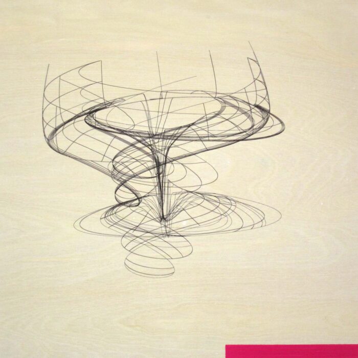 Colin Goldberg, Wireframe With Magenta Rectangle, 2013. Acrylic and pigment with liquid polymer on birch panel, 12 x 12 inches.
