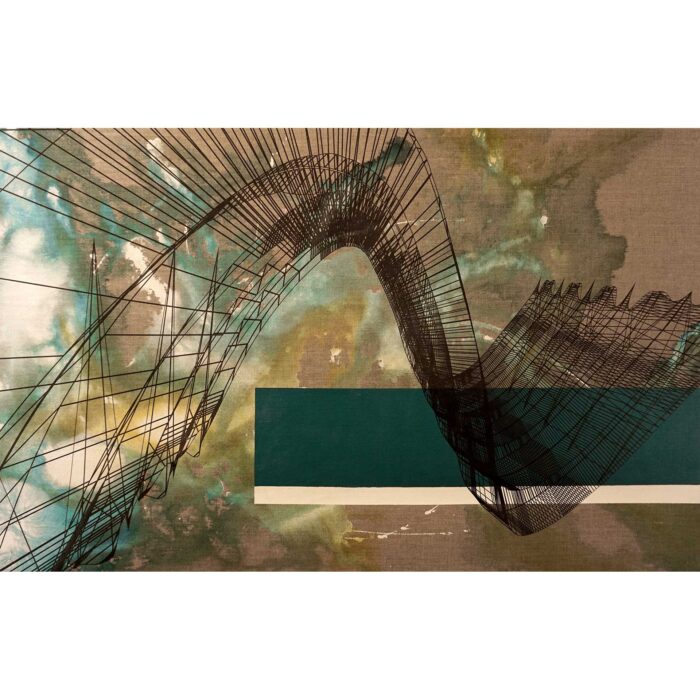 Bahia, 2018. India ink, acrylic and pigment on linen. 24 x 38 inches.