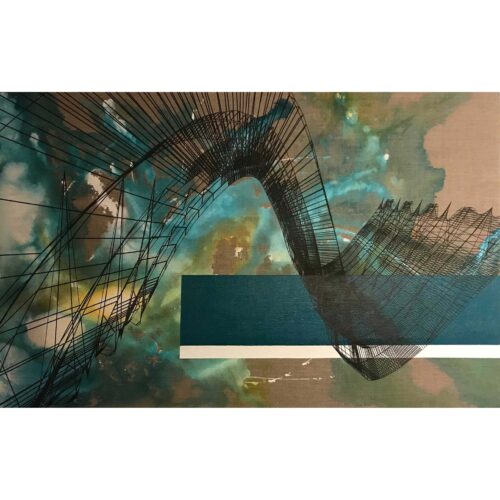 Colin Goldberg, Bahia, 2018. India ink, acrylic and pigment on linen. 24 x 38 inches.