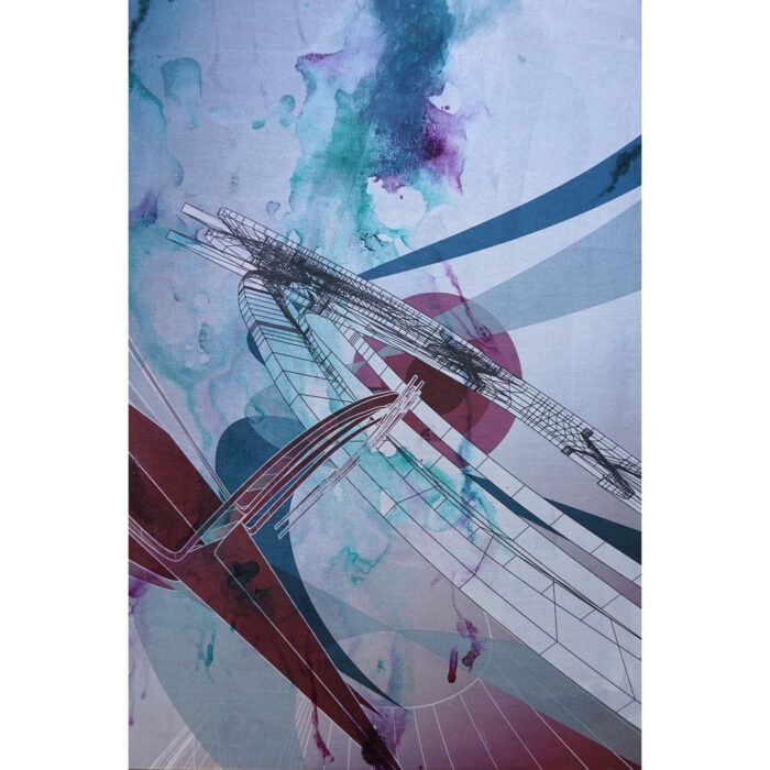 Colin Goldberg, Kujaku, 2018. India ink, ink and iridescent primer on linen. 24 x 16 inches.