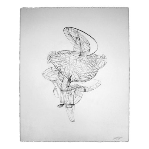 Colin Goldberg, Wireframe Drawing #1, 2011. Graphite on Rives BFK paper, 21 x 28 inches.
