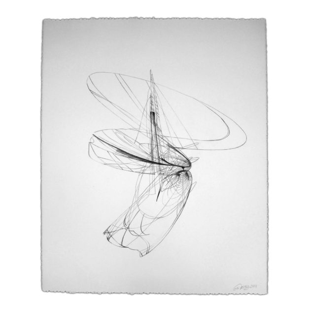 Wireframe Drawing #2, 2011. Graphite on Rives BFK paper, 21 x 28 inches.